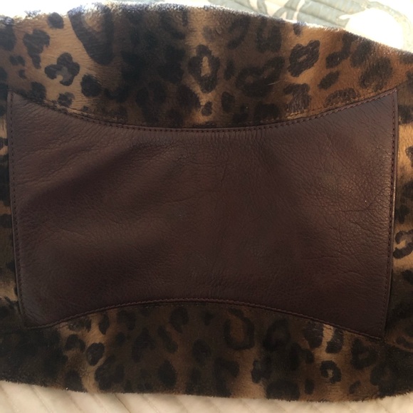 B. Makowsky Brown Leather/Leopard Material Hobo Bag - Picture 7 of 9